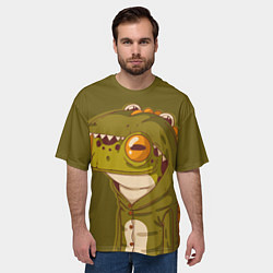 Футболка оверсайз мужская Лягуха в костюме динозавра, цвет: 3D-принт — фото 2