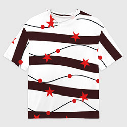 Футболка оверсайз мужская Красные Звезды На Волнах, цвет: 3D-принт