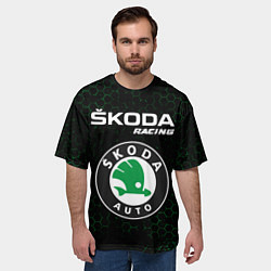 Футболка оверсайз мужская ШКОДА Racing Соты, цвет: 3D-принт — фото 2