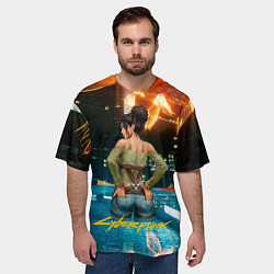 Футболка оверсайз мужская Panam сзади Cyberpunk2077, цвет: 3D-принт — фото 2