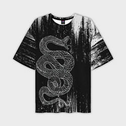 Мужская футболка оверсайз Snake Краски Змея ЧБ