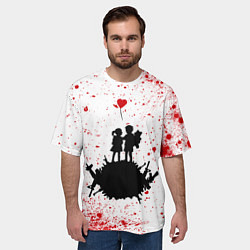 Футболка оверсайз мужская BANKSY - МАЛЬЧИК И ДЕВОЧКА Арт, цвет: 3D-принт — фото 2