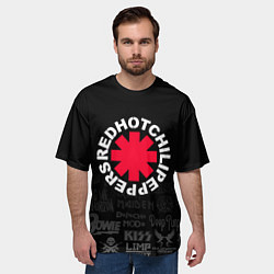Футболка оверсайз мужская Red Hot Chili Peppers Логотипы рок групп, цвет: 3D-принт — фото 2