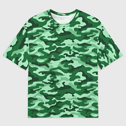 Мужская футболка оверсайз Зеленый монохромный камуфляж
