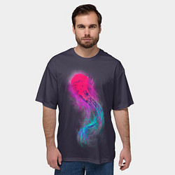Футболка оверсайз мужская Медуза Градиент Неон, цвет: 3D-принт — фото 2