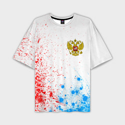 Футболка оверсайз мужская RUSSIA - ГЕРБ - Арт, цвет: 3D-принт