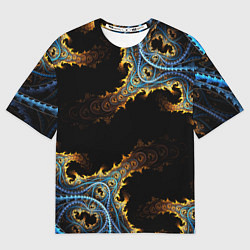 Мужская футболка оверсайз Огненные фракталы 3d