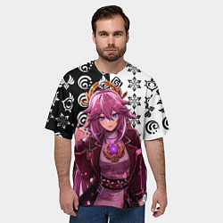Футболка оверсайз мужская Яэ Мико прекрасная Геншин Импакт, цвет: 3D-принт — фото 2