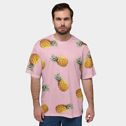 Футболка оверсайз мужская Ананасы падают, цвет: 3D-принт — фото 2