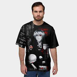 Футболка оверсайз мужская Токийский Гуль Иероглифы Tokyo Ghoul, цвет: 3D-принт — фото 2