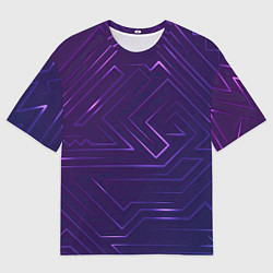 Мужская футболка оверсайз Линии На синем Фоне