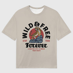 Футболка оверсайз мужская Дикий тигр на скале, цвет: 3D-принт