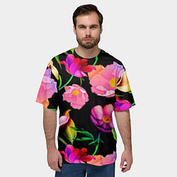 Футболка оверсайз мужская Цветочный узор Floral pattern, цвет: 3D-принт — фото 2
