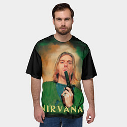 Футболка оверсайз мужская Nirvana - Kurt Cobain with a gun, цвет: 3D-принт — фото 2