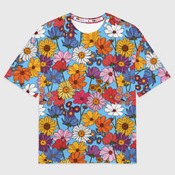 Футболка оверсайз мужская Ромашки-лютики, цвет: 3D-принт