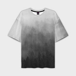Мужская футболка оверсайз Темный лес - туман