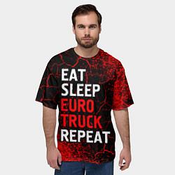 Футболка оверсайз мужская Eat Sleep Euro Truck Repeat Спрей, цвет: 3D-принт — фото 2