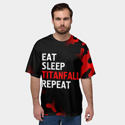 Футболка оверсайз мужская Eat Sleep Titanfall Repeat Милитари, цвет: 3D-принт — фото 2