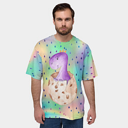 Футболка оверсайз мужская Малыш динозаврик, цвет: 3D-принт — фото 2
