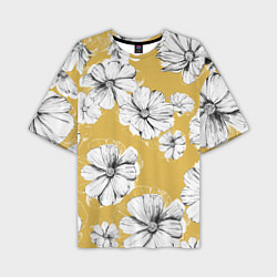 Мужская футболка оверсайз Цветы Цветочно-Жёлтый