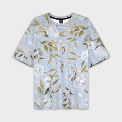 Мужская футболка оверсайз Цветы Золотые Листья