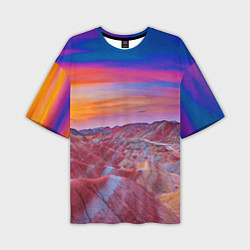 Мужская футболка оверсайз Краски природы Горы Neon Китай