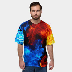 Футболка оверсайз мужская Огонь - Вода Инь - Янь, цвет: 3D-принт — фото 2