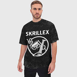 Футболка оверсайз мужская Skrillex - КОТ - Потертости, цвет: 3D-принт — фото 2