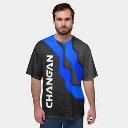 Футболка оверсайз мужская ЧАНГАН - CHANGAN БРОНЯ СИНЯЯ, цвет: 3D-принт — фото 2