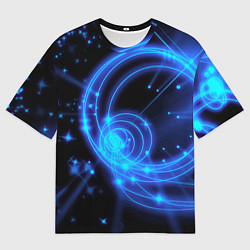 Мужская футболка оверсайз Неоновый космос Neon space
