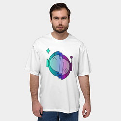 Футболка оверсайз мужская Шлем космонавта, цвет: 3D-принт — фото 2
