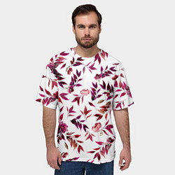 Футболка оверсайз мужская Цветы Летние Розовые, цвет: 3D-принт — фото 2
