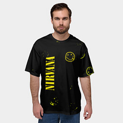 Футболка оверсайз мужская Nirvana паттерн смайлы, цвет: 3D-принт — фото 2