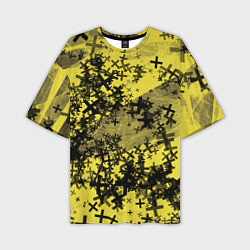 Мужская футболка оверсайз Кресты и хаос На желтом Коллекция Get inspired! Fl