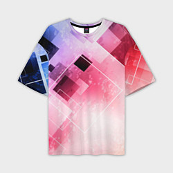 Мужская футболка оверсайз Розово-голубая абстрактная геометрия