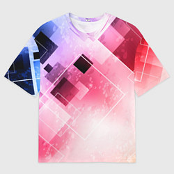 Футболка оверсайз мужская Розово-голубая абстрактная геометрия, цвет: 3D-принт