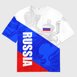 Футболка оверсайз мужская RUSSIA - SPORTWEAR - ТРИКОЛОР, цвет: 3D-принт