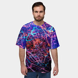 Футболка оверсайз мужская Красочный неоновый паттерн Импрессионизм, цвет: 3D-принт — фото 2