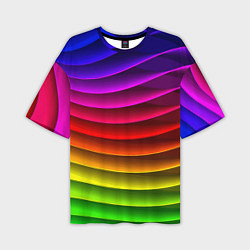 Мужская футболка оверсайз Color line neon pattern Abstraction Summer 2023