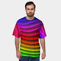 Футболка оверсайз мужская Color line neon pattern Abstraction Summer 2023, цвет: 3D-принт — фото 2