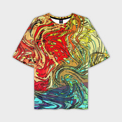 Мужская футболка оверсайз Хаотичные линии Abstract pattern