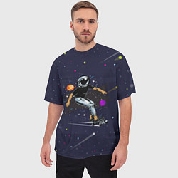 Футболка оверсайз мужская Космонавт - скейтбордист, цвет: 3D-принт — фото 2