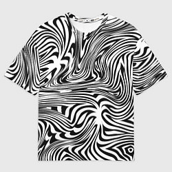 Мужская футболка оверсайз Сумасшедшая зебра Абстрактный узор с извилистыми л