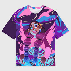 Футболка оверсайз мужская Розовый ангел с косами, цвет: 3D-принт