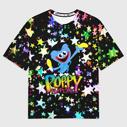 Футболка оверсайз мужская POPPY PLAYTIME HAGGY WAGGY ХАГГИ ВАГГИ ЗВЕЗДЫ, цвет: 3D-принт