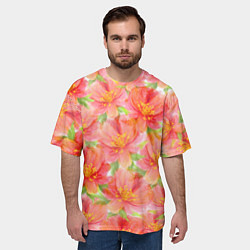 Футболка оверсайз мужская Необычные цветы, цвет: 3D-принт — фото 2