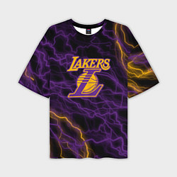Футболка оверсайз мужская Лейкерс Lakers яркие молнии, цвет: 3D-принт