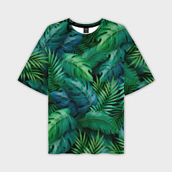 Мужская футболка оверсайз Green plants pattern