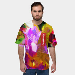 Футболка оверсайз мужская Красочный цветочный узор Лето Colorful Floral Patt, цвет: 3D-принт — фото 2
