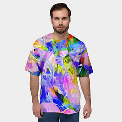 Футболка оверсайз мужская Красочный цветочный узор Весна - Лето 2023 Colorfu, цвет: 3D-принт — фото 2